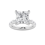 7.48 ctw Princess Lab-Grown Diamond Marquise Side Stone Engagement Ring in 14K White Gold for Women | Colorless E, VS1 Clarity, IGI Certified 7.00 ct Center Diamond