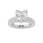 3.00 ctw Heart Lab-Grown Diamond Split-Prong Set Side Stone Engagement Ring in Platinum for Women | Colorless D, VVS1 Clarity, IGI Certified 2.00 ct Center Diamond