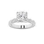 4.42 ctw Cushion Lab-Grown Diamond Twisted Band Engagement Ring in 14K White Gold for Women | Colorless E, VS1 Clarity, IGI Certified 4.00 ct Center Diamond