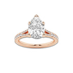7.66 ctw Pear Lab-Grown Diamond Split Shank Side Stone Engagement Ring in 14K Rose Gold for Women | Colorless E, VS1 Clarity, IGI Certified 7.00 ct Center Diamond