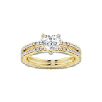 1.69 ctw Heart Lab-Grown Diamond Double Row Diamond Engagement Ring in 14K Yellow Gold for Women | Colorless E, VS1 Clarity, IGI Certified 1.00 ct Center Diamond
