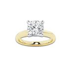 3.00 ctw Cushion Lab-Grown Diamond Minimalist Engagement Ring in 14K White Gold And Yellow Gold for Women | D Color, VVS1 Clarity, IGI Certified