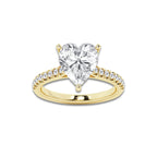 3.28 ctw Heart Lab-Grown Diamond Hidden Halo Side Stone Engagement Ring in 18K Yellow Gold for Women | Colorless E, VS1 Clarity, IGI Certified 3.00 ct Center Diamond