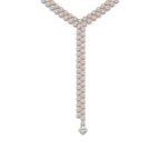 25 ctw Round Lab Grown Diamond Double Row Lariat Necklace 14K Rose Gold, DE, VS1