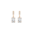 1 1/2 ctw Emerald Lab Grown Diamond Drop Earring Jackets 14K Rose Gold, E, VS1