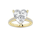 7.46 ctw Heart Lab-Grown Diamond Hidden Halo Side Stone Engagement Ring in 18K Yellow Gold for Women | Colorless E, VS1 Clarity, IGI Certified 7.00 ct Center Diamond