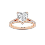 8.66 ctw Heart Lab-Grown Diamond Split Shank Side Stone Engagement Ring in 14K Rose Gold for Women | Colorless E, VS1 Clarity, IGI Certified 8.00 ct Center Diamond