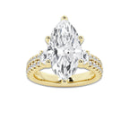 6.96 ctw Marquise Lab-Grown Diamond Three Stone Double Row Engagement Ring in 14K Yellow Gold for Women | D Color, VVS1 Clarity, IGI Certified 6.00 ct Center Diamond