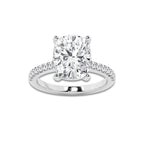 5.30 ctw Elongated Cushion Lab-Grown Diamond Hidden Halo Side Stone Engagement Ring in 18K White Gold for Women | Colorless E, VS1 Clarity, IGI Certified 5.00 ct Center Diamond