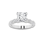 3.92 ctw Asscher Lab-Grown Diamond Twisted Band Engagement Ring in 14K White Gold for Women | Colorless D, VVS1 Clarity, IGI Certified 3.50 ct Center Diamond