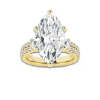 8.96 ctw Marquise Lab-Grown Diamond Three Stone Double Row Engagement Ring in 14K Yellow Gold for Women | D Color, VVS1 Clarity, IGI Certified 8.00 ct Center Diamond