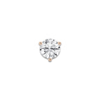 1 1/2 ctw Round Colorless Lab Grown Diamond Three Prong Martini Single Stud Earring 14K Rose Gold, D, VVS | IGI Certified, 1 1/2 ct Center