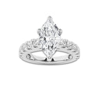 3.00 ctw Marquise Lab-Grown Diamond Split-Prong Set Side Stone Engagement Ring in Platinum for Women | Colorless E, VS1 Clarity, IGI Certified 2.00 ct Center Diamond