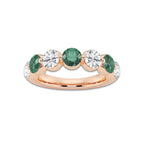 Cara 4.7 mm Round Cut Created Emerald and 1 7/8 ctw Round Lab Grown Diamond Anniversary Band 14K Rose Gold