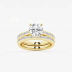 Synergy 2 3/4 ctw Round Lab Grown Diamond Baguette and Princess Side Stone Bridal Set 14K Yellow Gold, E, VS1 | IGI Certified, 2 ct Center