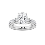 4.00 ctw Elongated Cushion Lab-Grown Diamond Split-Prong Set Side Stone Engagement Ring in Platinum for Women | Colorless D, VVS1 Clarity, IGI Certified 3.00 ct Center Diamond