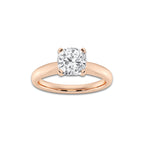 Freya 1 1/2 ctw Cushion Lab Grown Diamond Cathedral Solitaire Engagement Ring 14K Rose Gold, D, VVS | IGI Certified, 1 1/2 ct Center