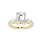 2.04 ctw Emerald Lab-Grown Diamond Side Stone Engagement Ring in 14K Yellow Gold for Women | Colorless D, VVS1 Clarity, IGI Certified 1.50 Ct Center Diamond
