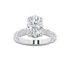 6.42 ctw Oval Lab-Grown Diamond Twisted Band Engagement Ring in Platinum for Women | Colorless D, VVS1 Clarity, IGI Certified 6.00 ct Center Diamond