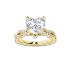 1.75 ctw Heart Lab-Grown Diamond Twisted Shank Engagement Ring in 14K Yellow Gold for Women | E Color, VS1 Clarity, IGI Certified 1.50 ct Center Diamond