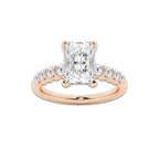 3.04 Ct Radiant Lab-Grown Diamond Half Eternity Engagement Ring in 14K Rose Gold for Female, Colorless (D), VVS1 Clarity | IGI Certified, 2.50 Ct Center Diamond