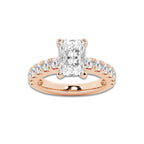 4.00 ctw Radiant Lab-Grown Diamond Split-Prong Set Side Stone Engagement Ring in 14K Rose Gold for Women | Colorless D, VVS1 Clarity, IGI Certified 3.00 ct Center Diamond