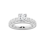 2.00 ctw Asscher Lab-Grown Diamond Split-Prong Set Side Stone Engagement Ring in Platinum for Women | Colorless D, VVS1 Clarity, IGI Certified 1.00 ct Center Diamond
