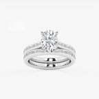 Synergy 2 3/4 ctw Oval Lab Grown Diamond Baguette and Princess Side Stone Bridal Set 14K White Gold, E, VS1 | IGI Certified, 2 ct Center