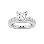 2.50 ctw Asscher Lab-Grown Diamond Split-Prong Set Side Stone Engagement Ring in 14K White Gold for Women | Colorless E, VS1 Clarity, IGI Certified 1.50 ct Center Diamond