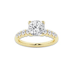 3.04 ctw Pear Lab-Grown Diamond Side Stone Engagement Ring in 14K Yellow Gold for Women | Colorless E, VS1 Clarity, IGI Certified 2.50 Ct Center Diamond