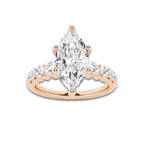 2.04 ctw Marquise Lab-Grown Diamond Side Stone Engagement Ring in 14K Rose Gold for Women | Colorless D, VVS1 Clarity, IGI Certified 1.50 Ct Center Diamond