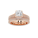 Gleam 2 1/2 ctw Cushion Lab Grown Diamond Channel Band Halo Bridal Set 14K Rose Gold, D, VVS | IGI Certified, 1 1/2 ct Center