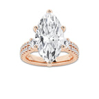 8.96 ctw Marquise Lab-Grown Diamond Three Stone Double Row Engagement Ring in 14K Rose Gold for Women | D Color, VVS1 Clarity, IGI Certified 8.00 ct Center Diamond