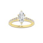 0.89 ctw Marquise Lab-Grown Diamond Pave Engagement Ring in 14K Yellow Gold for Women | E Color, VS1 Clarity, IGI Certified 0.50 ct Center Diamond