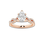 1.25 ctw Pear Lab-Grown Diamond Twisted Shank Engagement Ring in 14K Rose Gold for Women | D Color, VVS1 Clarity, IGI Certified 1.00 ct Center Diamond