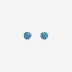 1 ctw Round Lab Grown Diamond Three Prong Fancy Blue Stud Earrings Sterling Silver