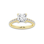 2.41 ctw Asscher Lab-Grown Diamond Pave Engagement Ring in 14K Yellow Gold for Women | D Color, VVS1 Clarity, IGI Certified 2.00 ct Center Diamond