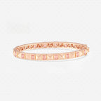 4 1/6 ctw Fancy Pink Emerald Lab Grown Diamond Bangle Bracelet 7.5 Inches - 18K Rose Gold Plated Vermeil 18K Rose Vermeil