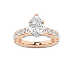 3.50 ctw Pear Lab-Grown Diamond Split-Prong Set Side Stone Engagement Ring in 14K Rose Gold for Women | Colorless D, VVS1 Clarity, IGI Certified 2.50 ct Center Diamond