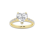 2.90 ctw Heart Lab-Grown Diamond Pave Engagement Ring in 14K Yellow Gold for Women | E Color, VS1 Clarity, IGI Certified 2.50 ct Center Diamond