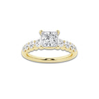 1.54 ctw Princess Lab-Grown Diamond Side Stone Engagement Ring in 14K Yellow Gold for Women | Colorless D, VVS1 Clarity, IGI Certified 1.00 Ct Center Diamond