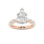 2.98 ctw Pear Lab-Grown Diamond Marquise Side Stone Engagement Ring in 14K Rose Gold for Women | Colorless E, VS1 Clarity, IGI Certified 2.50 ct Center Diamond