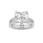 6.22 ctw Heart Lab-Grown Diamond Double Row Diamond Engagement Ring in Platinum for Women | Colorless D, VVS1 Clarity, IGI Certified 5.00 ct Center Diamond