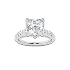 2.54 Ct Heart Lab-Grown Diamond Half Eternity Engagement Ring in Platinum for Female, Colorless (E), VS1 Clarity | IGI Certified, 2.00 Ct Center Diamond