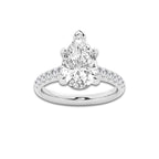 3.40 ctw Pear Lab-Grown Diamond Pave Engagement Ring in Platinum for Women | D Color, VVS1 Clarity, IGI Certified 3.00 ct Center Diamond