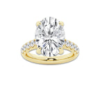 7.55 ctw Oval Lab-Grown Diamond Pave Engagement Ring in 14K Yellow Gold for Women | D Color, VVS1 Clarity, IGI Certified 7.00 ct Center Diamond