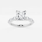 1.91 ctw Asscher Lab-Grown Diamond Marquise Side Stone Engagement Ring in Platinum for Women | Colorless E, VS1 Clarity, IGI Certified 1.50 ct Center Diamond