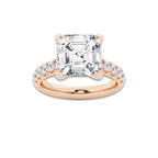 6.55 ctw Asscher Lab-Grown Diamond Pave Engagement Ring in 14K Rose Gold for Women | D Color, VVS1 Clarity, IGI Certified 6.00 ct Center Diamond