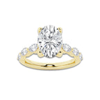 7.48 ctw Oval Lab-Grown Diamond Marquise Side Stone Engagement Ring in 14K Yellow Gold for Women | Colorless D, VVS1 Clarity, IGI Certified 7.00 ct Center Diamond