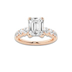 2.54 ctw Emerald Lab-Grown Diamond Side Stone Engagement Ring in 14K Rose Gold for Women | Colorless E, VS1 Clarity, IGI Certified 2.00 Ct Center Diamond